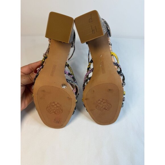 Vince Camuto Winivey Sandal Women Size 7.5 Multicolor Snake Print Chunky Heel - Picture 10 of 12